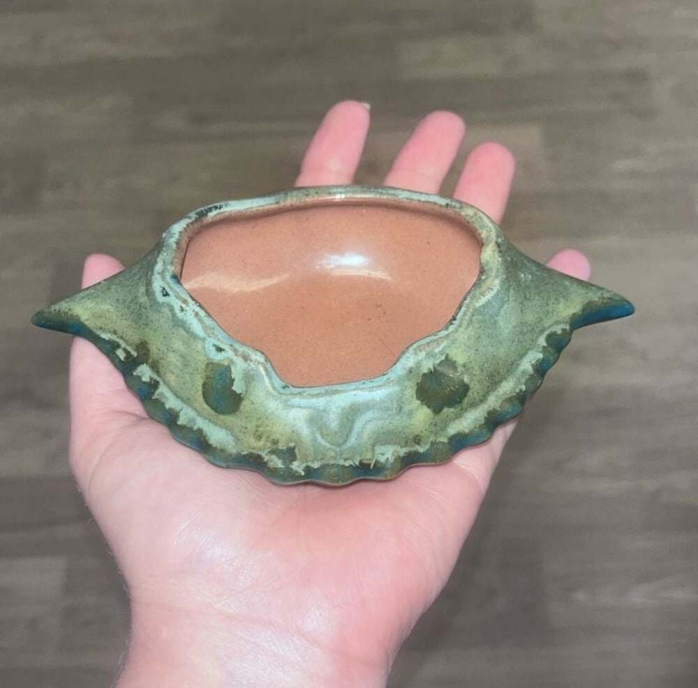 Handcrafted Studio Pottery Crab-Shaped Accent Bowl with Piscean Symbol